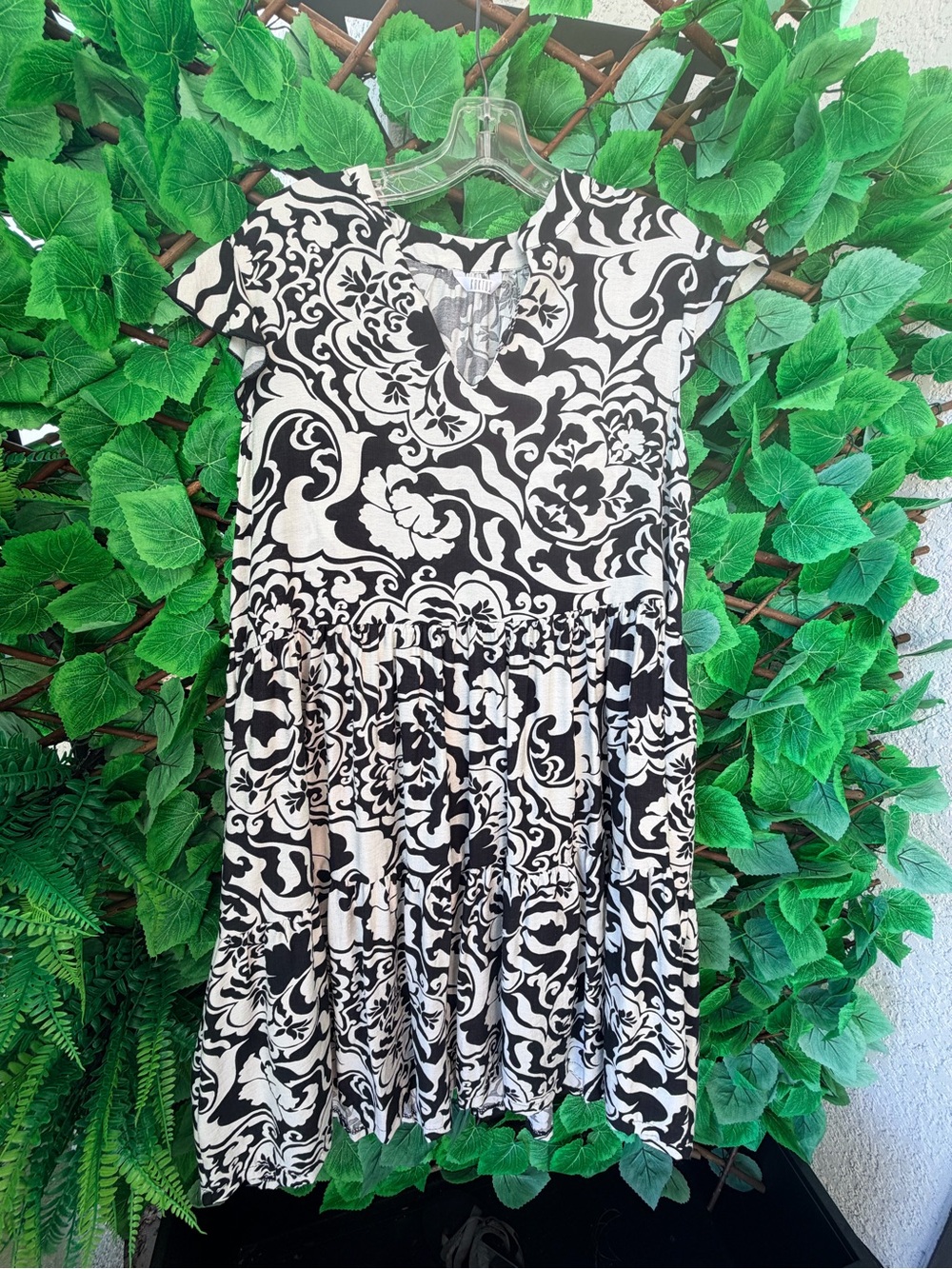 Black & White Floral Swing Dress